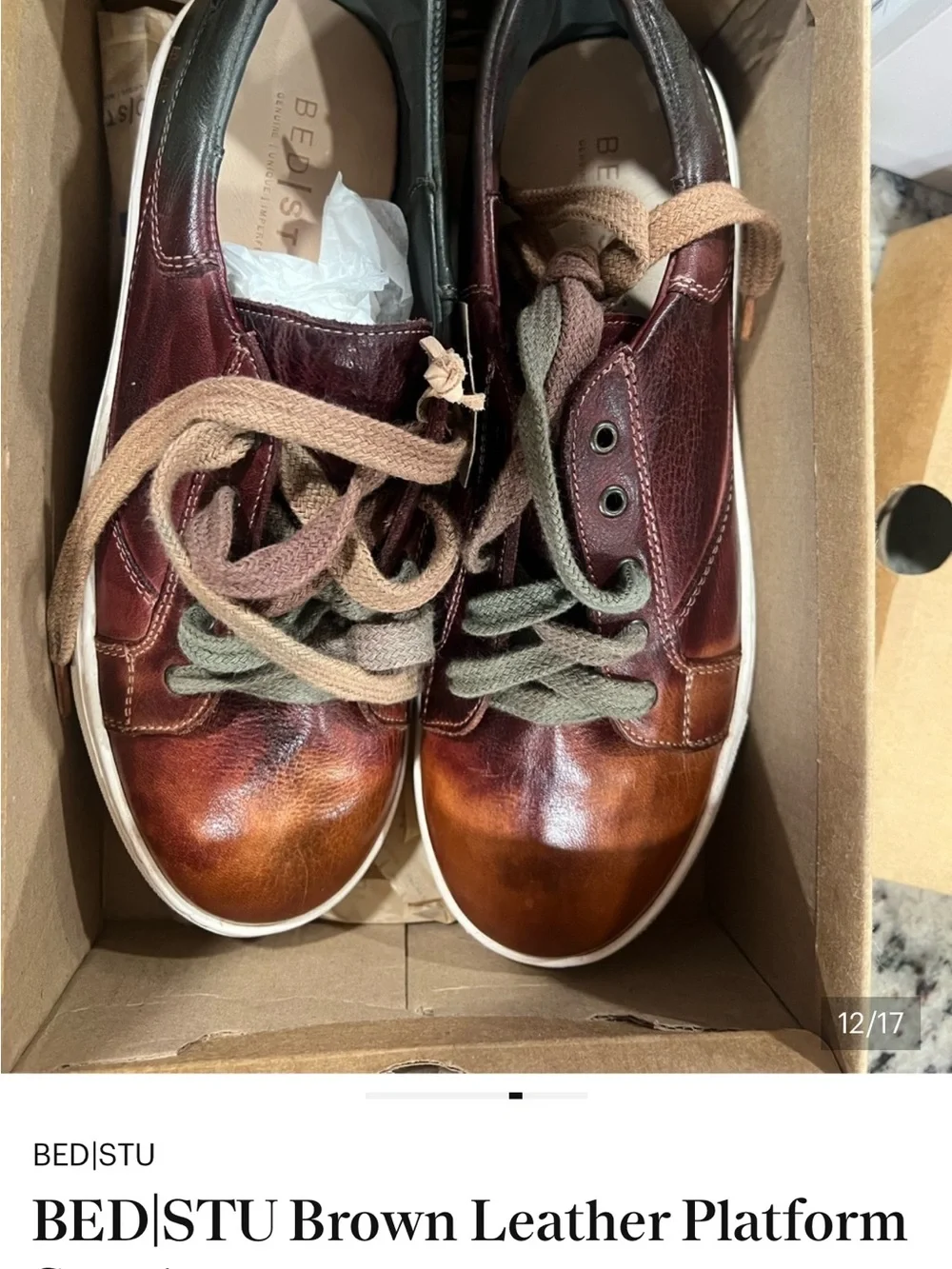 BED|STU Leather Sneakers in Cognac all leather- authentic-NEW 8-1/2
